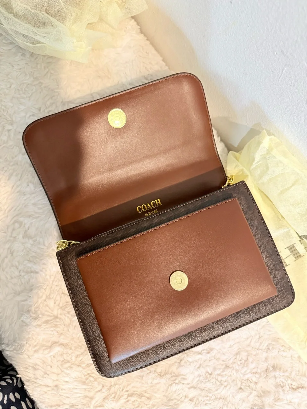 COACH Brown Signature Canvas and Saddle Leather Crossbody